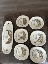 Lot 6 Assiettes + 1 Grand Plat Ovale - Porcelaine Du Centre - Recettes Vintage