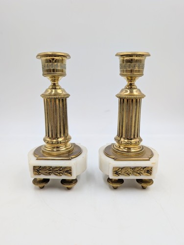 Paire bougeoirs bronze - bougeoirs, en