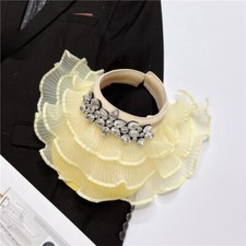 Femmes Large Bord Paille Soleil Chapeau Visière Casquette Organza Ruche Plage