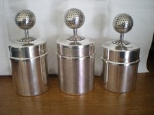 3 pots métal argenté anglais  coupe VAT 69  de golf années 70 3 poinçons