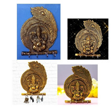 Porte-clés mural 7" Lucky Metal Lord Ganesh Hanger support entrée maison...