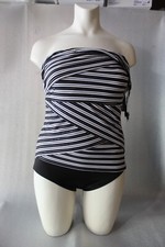 NEUF : Maillot bain MIRACLESUIT MUSE noir et blanc + filet argenté F48