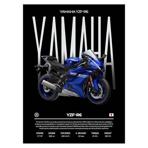 Affiche moto bleue art mural - moto,