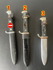 Lot de 3 couteaux de type Hitlerjugend - Fabrication Solingen (après-guerre)