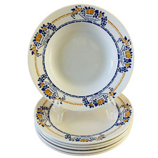 6 Assiettes creuses K & G Luneville Paule vintage motif fruits TBE 22 cm