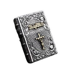 Briquet Zippo avec étui d'armure Sainte Bible, croix chrétienne, métal de...