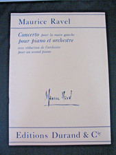 Partition M. RAVEL Concerto pour main gauche ED. DURAND Piano orchestre