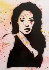 SPACO signed MISS GIRL FILLE  tableau pop STREET ART graffe pochoir Paris tic