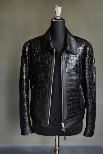 Veste cuir homme - noir, motif