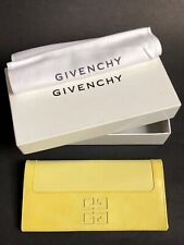 SUBLIME authentique PORTEFEUILLE POCHETTE GIVENCHY en CUIR jaune pâle + coffret