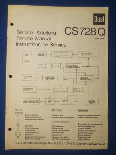 Dual 728q turntable service - dual,
