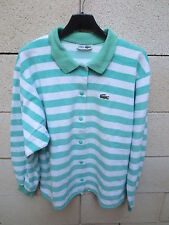 Veste gilet LACOSTE Devanlay rayé vert balnc femme 40 made in France