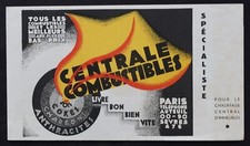 Art Deco Dépliant publicité Centrale Combustible Paris charbon coke anthracite