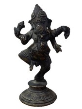 Statue antique en bronze de Ganesha sur monture