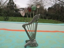 Ensemble ancien de Harpe Apéritif Pique Pierres Naturelles métal argenté