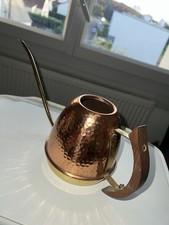 ANCIEN ARROSOIR EN CUIVRE Rouge Et Jaune Martele Anse En Bois