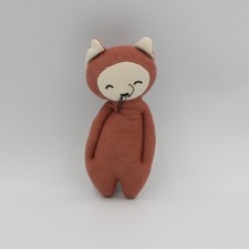 Doudou chat rouge orange tissu