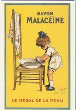Georges REDON carte postale SAVON MALACEÏNE - DESSIN: fillette se lave +chaise