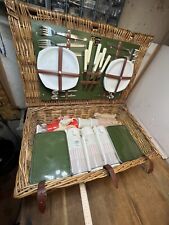 Valise Pagnier osier Camping Valise Pique Nique Ancien Optima  déco chalet ++