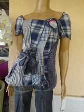 TUNIQUE ORIGINALE DE MARQUE * SAVAGE CULTURE * PATCHWORK BLEU T S 36/38 NEUVE