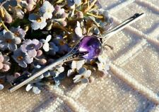 ANCIENNE BROCHE en ARGENT MARCASSITES et AMÉTHYSTE des années 20, (de 8,2 cm)