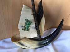 VINTAGE 1960 : SOUVENIR / BATEAU EN CORNE VERITABLE FAIT MAIN ' ANNECY "