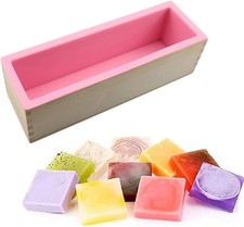 Lot de moules à savon DIY en silicone avec boîte en bois, 1200 ml, moule à sa