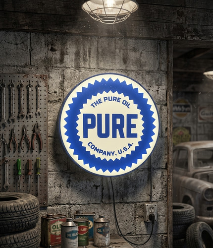Pure oil sign light 3d - pure,
