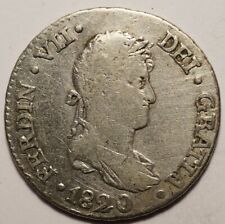ESPAGNE : 2 REALES ARGENT 1820S-CJ SEVILLE
