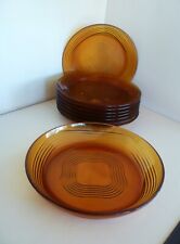 SERVICE A DESSERT VINTAGE EN VERRE DURALEX COULEUR AMBRE/MIEL