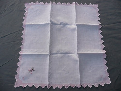 Mouchoir ancien brode - ,