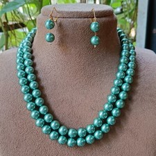 8mm Vert Rond Coque Perles