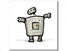 Tableau Aluminium petit robot enfant 50x50cm déstockage - 32