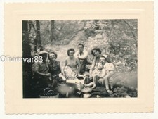 Vintage photo nice depth of field - family picnic party in woods