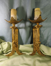 Paire d'appliques torchères style médiéval fer forgé doré FERRO ART  an. 60/70