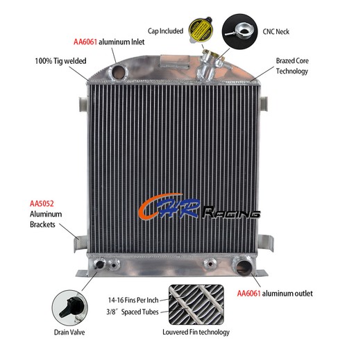 Row aluminum radiator for - row,