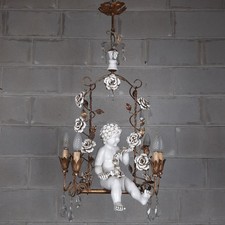 Antique Lustre Avec Putto Sur