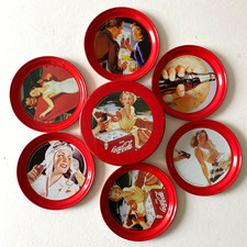 Coca Cola Vintage - Boite Ronde avec 6 Dessous de Verre en Métal