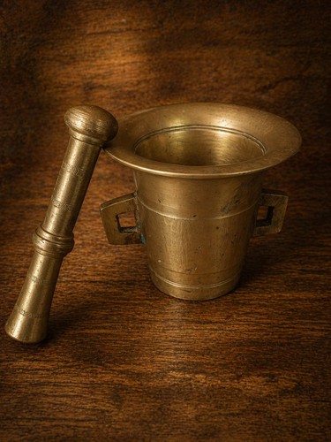 Antique bronze mortier - bronze, pilon