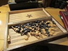 Ancienne boite de jeux ,Jacquet et Echecs boite et Pions bois Complet TBE