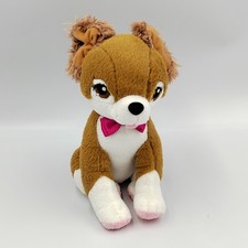 Peluche chien marron blanc