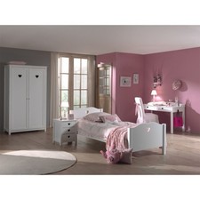 Pack - Lit Enfant, Chevet, Armoire & Bureau "Amori I" Blanc