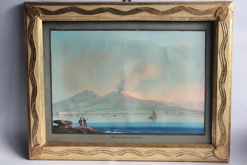 Gouache napolitaine eruzione - gouache,