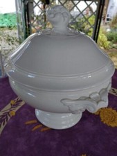 Grande Soupière ou Légumier ancien Blanc en Faience Granit de Longwy 31cm 3kgs