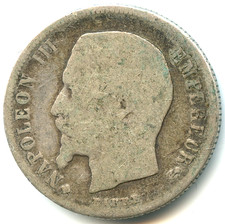 rare 50 centimes argent Napoléon III , tête nue 1860 BB n°7775