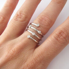 Bague spirale sertie zirconium CZ sur argent 925 T. 53,54,55 BA95