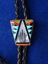SUPERBE TOP ++ CRAVATE AMERICANE AMERINDIENNE Zuni native american bolo tie