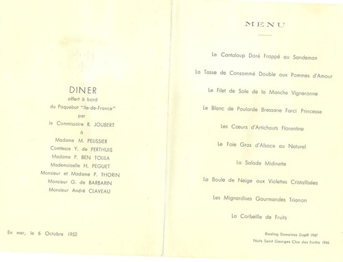 Menu paquebot ile france - menu,