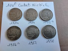 6 pieces 100f cochet nickel 1954 1955 1955b 1956b 1957 1958 cotee