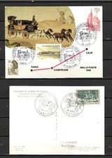 CARTE PHILATELIQUE 1985 LA MALLE POSTE &1964 JOURNEE DU TIMBRE COURRIER A CHEVAL